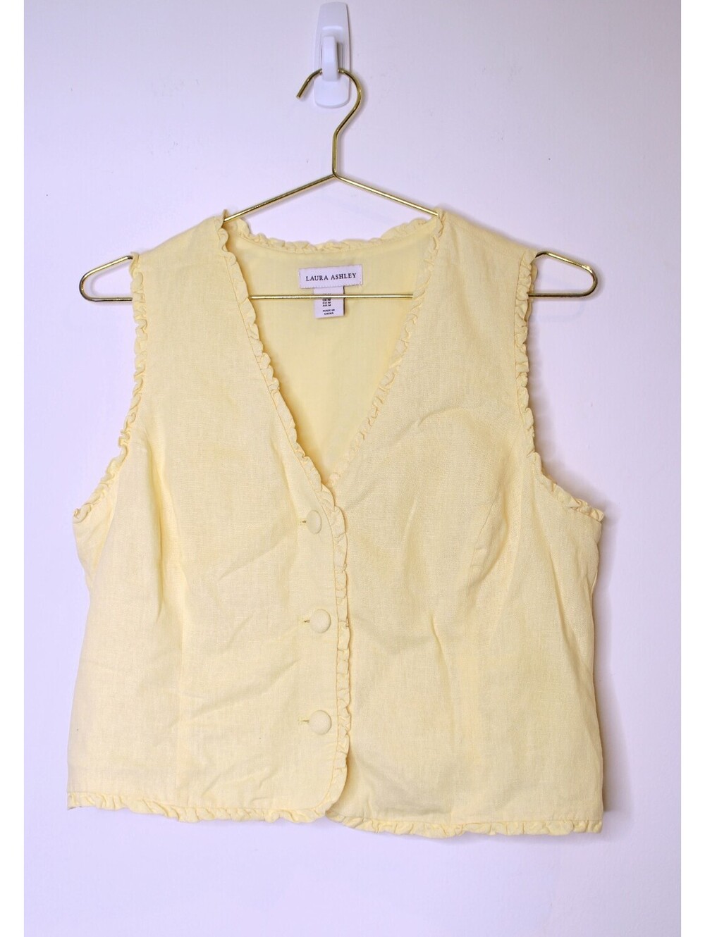NWOT Yellow Linen Blend Button Down Vest - Medium